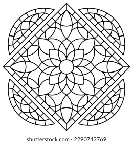 Stained-glass window in gothic style. Medieval mosaic tile texture.