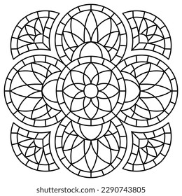 Stained-glass window in gothic style. Medieval mosaic tile texture.