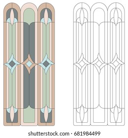 Stained-glass window in gothic style. Vector