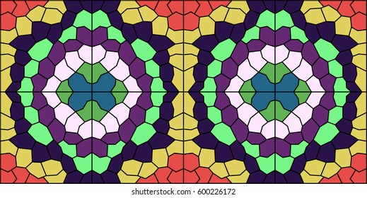 Stained-glass window. Mosaic. Kaleidoscope. Abstract background