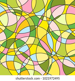 Stained-glass window. Pattern with lines and waves. Universal texture. Dinamic geometric background. Colored wallpaper. Print for polygraphy, t-shirts and textiles. Decorative style. Line art creation