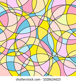 Stained-glass window. Pattern with lines and waves. Universal texture. Dinamic geometric background. Lineal wallpaper. Print for polygraphy, t-shirts and textiles. Decorative style. Line art creation