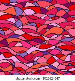 Stained-glass window. Pattern with lines and waves. Universal texture. Dinamic geometric background. Lineal wallpaper. Print for polygraphy, t-shirts and textiles. Decorative style. Line art creation