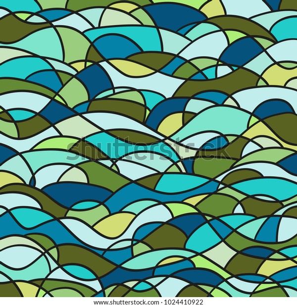 Stained-glass window. Pattern with lines and\
waves. Universal texture. Dinamic geometric background. Lineal\
wallpaper. Print for polygraphy, t-shirts and textiles. Decorative\
style. Line art\
creation
