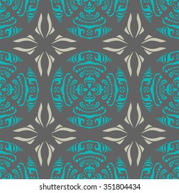Stained-glass window. Seamless elegant Ornamental pattern.Ceramic tiles. Orient traditional ornament. Oriental and ethnic art theme. Indian motif