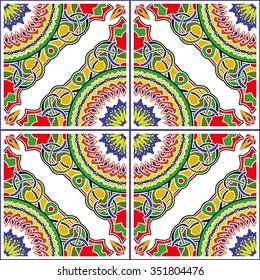 Stained-glass window. Seamless elegant Ornamental pattern.Ceramic tiles. Orient traditional ornament. Oriental and ethnic art theme. Indian motif