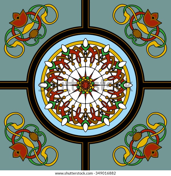 Stainedglass Window Seamless Elegant Ornamental Patternceramic Stock Vector Royalty Free 349016882