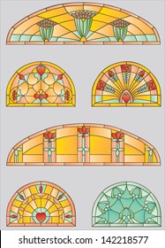 Stained-glass windows with flowers and hearts