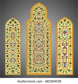 Stained-glass windows with flowers ornament