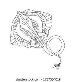 Staining. Coloring book. Coloring book with a picture of a mantle stingray in zentangle style. Antistress freehand sketch drawing. Vector illustration