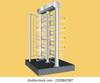 Stainless full height looped turnstile.security gates vector illustration