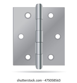 Stainless hinges on white background.