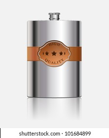 Stainless hip flask with leather label