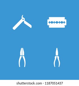 Stainless icon. collection of 4 stainless filled icons such as bllade razor, razor. editable stainless icons for web and mobile.
