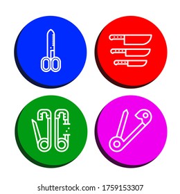 rostfreier Symbolsatz. Sammlung von Scheren, Messer, Sicherheitssticons