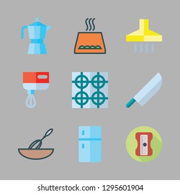 stainless icon set. vector set about stove, fridge, knife and oven icons set.