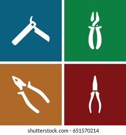 Stainless icons set. set of 4 stainless filled icons such as bllade razor