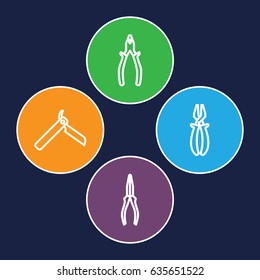 Stainless icons set. set of 4 stainless outline icons such as bllade razor