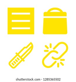 stainless icons set with menu, knife and bag filled tool vector set