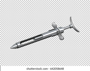 Stainless injection bar tool on transparent background illustration