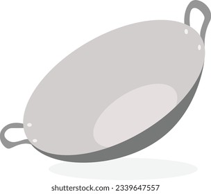 stainless pan for cooking and frying vector