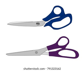 Stainless scissors tools are on white background, illustration icon