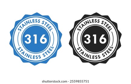 Stainless steel 316 design logo badge template illustration