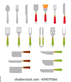 Stainless steel BBQ grill tools and cooking.