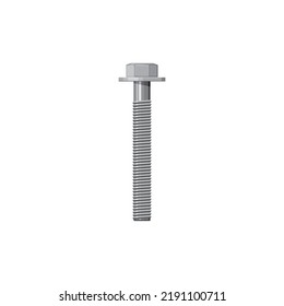 Stainless steel cap head bolt with washer isolated fixing tool realistic icon. Vector building and repair, construction detail, fixing tool. Grade stainless steel bolt, fixing and fastening object