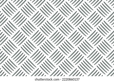 Stainless steel checkerplate industry realistic seamless pattern. Iron grate texture. Metal pressed industrial floor or wall. Aluminum non slip heavy plate. Vector abstract illustration.