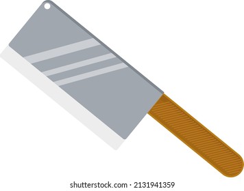 Stainless steel cleaver, illustration, vector on a white background.