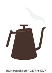 Stainless steel coffee kettle flat icon. Vector illustration