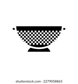 stainless steel colander kitchen cookware glyph icon vector. stainless steel colander kitchen cookware sign. isolated symbol illustration