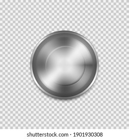 Stainless Steel Empty Plate, Top View Isolated On Transparent Background. Vector Illustration. 