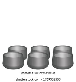 stainless steel empty smal bowl set isolated with with white background  3D vintage vector cip art is the graphic arts,refers to pre-made images used to illustrate any medium. 