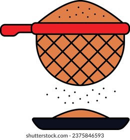 Stainless Steel Flour Sieve concept, Wheat mesh filter vector icon design, Bakery and Baked Goods symbol, Culinary and Kitchen Education sign, Recipe development stock illustration