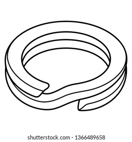 Stainless steel heavy duty split rings. Vector outline icon isolated on white background.