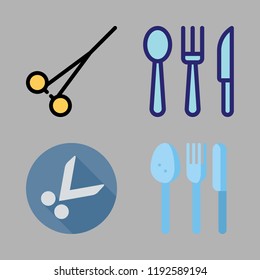 stainless steel icon set. vector set about scissors and cutlery icons set.