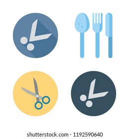 stainless steel icon set. vector set about cutlery and scissors icons set.