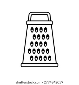 Stainless steel kitchen grater with sharp holes sitting on a clean white background for food preparation