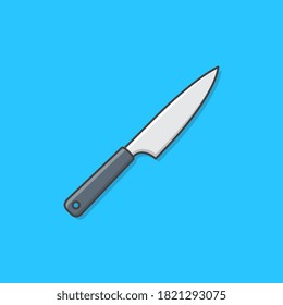 Stainless Steel Kitchen Knive Vector Icon Illustration. Chef Knife Kitchen And Cooking Utensils. Knife Flat Icon