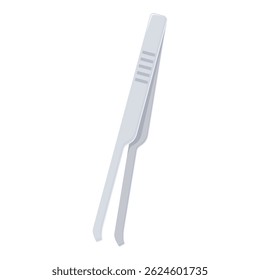 Stainless steel kitchen tongs lying on a white background