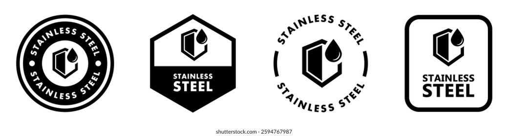 Stainless Steel - label for metal tool or item isolated on white.