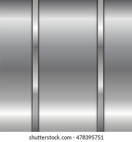 Stainless Steel Metal Plate And Steel Bar Background. Vector Design.