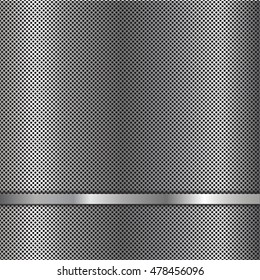 Stainless Steel Metal Plate Perforated And Steel Bar Background. Vector Design.