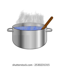 Stainless Steel metal  Stockpot with water boiling (with correct handles)