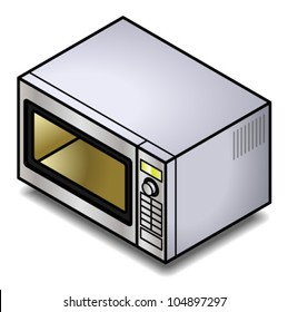A stainless steel microwave oven.