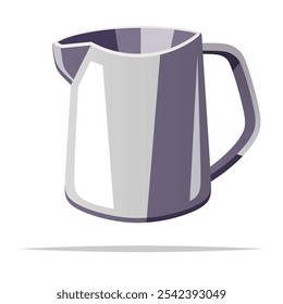 Stainless steel milk pitcher for coffee vector isolated illustration