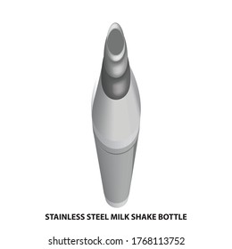 stainless steel  milk shake bottle 3D  vintage vector clip art is the graphic arts,refers to pre-made images used to illustrate any medium. 