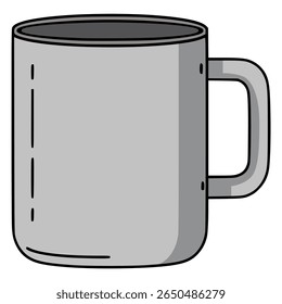 stainless steel mug drink beverage flat color vector illustration template design